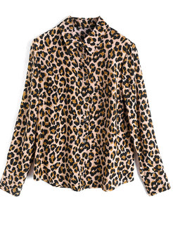 Chic Leopard Print Long Sleeve Cardigan Blouse