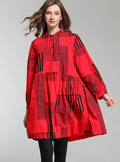 Fashion Red Cotton Oversize Loose Blouse