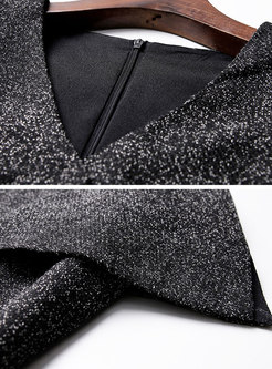Stylish Short Sleeve V-neck Tie-waist Midi Dress