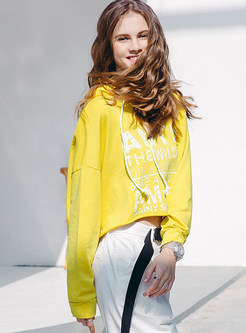 Casual Hooded Loose Letter Print Pullover Sweatshirt
