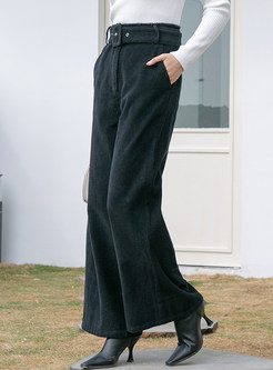 Fashion High Waist Belted Wide Leg Pants