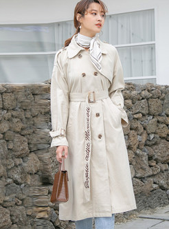 Lapel Double-breasted Loose Knee-length Trendy Coat
