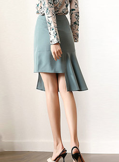 Chic High Waist Asymmetric Falbala Skirt