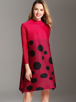 Trendy Three Quarters Sleeve Polka Dot Print Dress