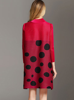 Trendy Three Quarters Sleeve Polka Dot Print Dress