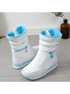 Women Winter Color-blocked Flat Heel Snow Boots