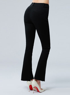 Chic Black Slit Asymmetric Flare Pants