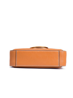 Vintage Brown Genuine Leather Wide Strap Crossbody Bag