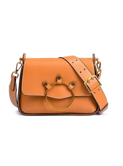 Vintage Brown Genuine Leather Wide Strap Crossbody Bag