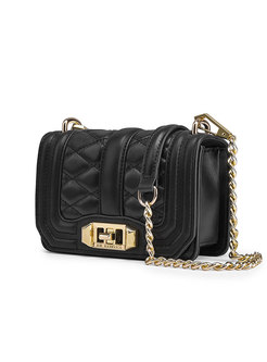 Black Fashion Cowhide Chain Crossbody Bag