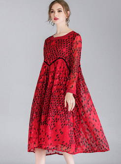 Fashion Hit Color Print High Waist Loose Chiffon Dress