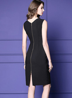 Stylish Black Sleeveless Off Shoulder Striped Wrap Dress