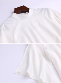 Fashion White Stitching Long Sleeve Pullover Top