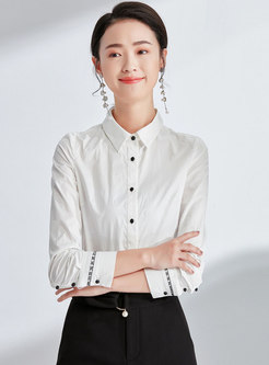 Brief Color-blocked Lapel Single-breasted Blouse