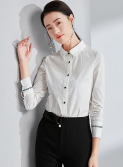 Brief Color-blocked Lapel Single-breasted Blouse