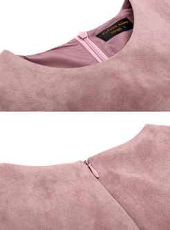 Elegant Pink Flare Sleeve High Waist A Line Dress