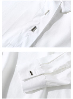 Brief Solid Color Lapel Single-breasted Slim Blouse