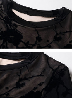 Stylish Print Flare Sleeve O-neck T-shirt