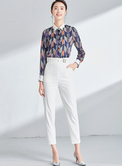 Chic Color-blocked Lapel Single-breasted Blouse