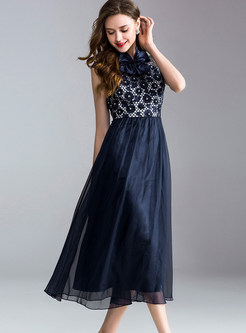 Lace Embroidery Sleeveless Prom Dress