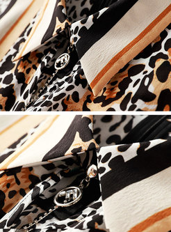 Leopard Print Lapel Silk Pullover Blouse