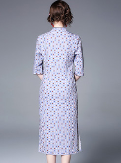 Vintage Mandarin Collar Polka Dot Improved Cheongsam Dress