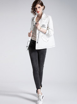 Casual Letter Print Tie-waist Single-breasted Sunscreen Coat