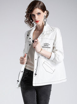 Casual Letter Print Tie-waist Single-breasted Sunscreen Coat
