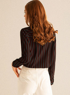 Fashion Standing Collar Long Sleeve Blouse