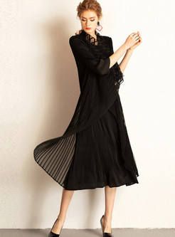 Casual Solid Color Three Quarters Sleeve Shift Dress