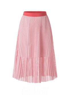 Sweet Fashion Easy-matching High Waist Pleated Skirt