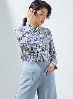 Turn Down Collar Long Sleeve Single-breasted Blouse