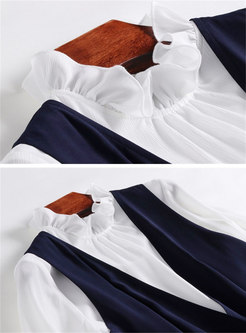 White Flare Sleeve Blouse & Straped Skater Dress