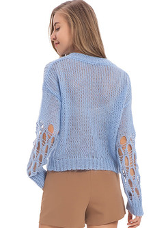 Sweet Long Sleeve Hollow Out Sweater