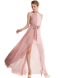 Color-blocked Sleeveless Asymmetric Maxi Dress