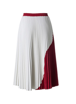 Trendy Color-blocked Easy-matching PU Skirt