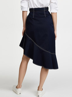 Chic High Waist Falbala Asymmetric Skirt
