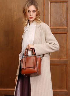 Chic Cowhide Leather Top Handle & Crossbody Bag