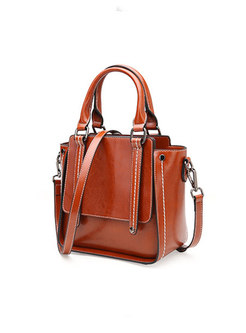 Chic Cowhide Leather Top Handle & Crossbody Bag