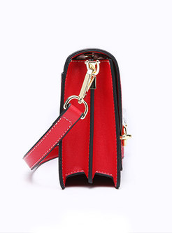 Stylish Red Cowhide Crossbody Bag