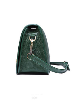 Brief Clasp Lock Cowhide Leather Crossbody Bag