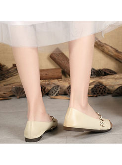 Brief Casual Floral Flat Heel Leather Shoes