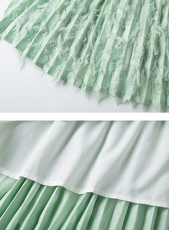 Sweet High Waist Feather A Line Skirt