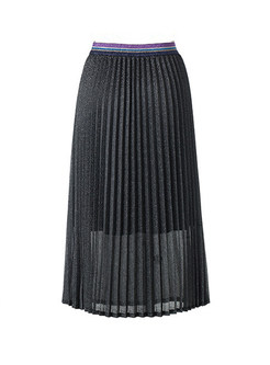 Color-blocked Striped High Waist Skirt