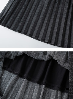 Color-blocked Striped High Waist Skirt