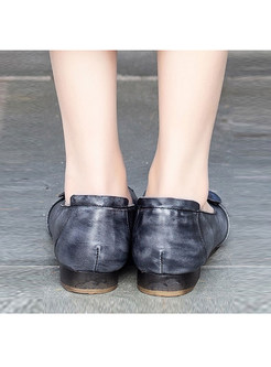 Casual Round Head Leather Loafers With Decoration