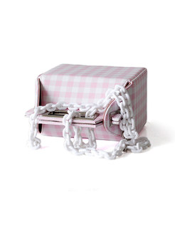 Pink Plaid Chain Top Handle & Crossbody Bag