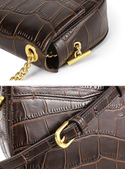 Retro Cowhide Leather Clasp Lock Crossbody Bag