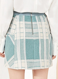 Fashion Sweet Pocket High Waist Mini Skirt