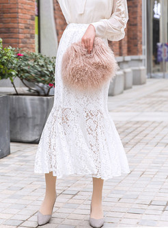Sexy Pure Color Slim Lace Mermaid Skirt